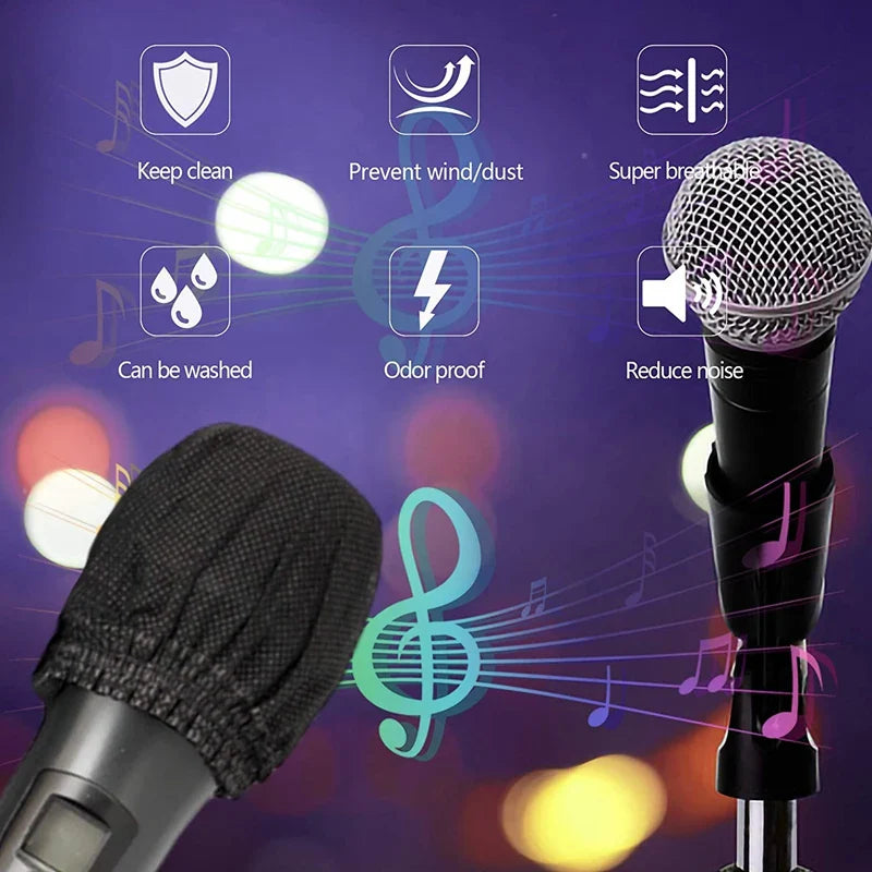 100 Pièces Housse de Microphone Jetable, Pare-brise Microphone, Capuchon de Protection Microphone Portable pour Karaoké
