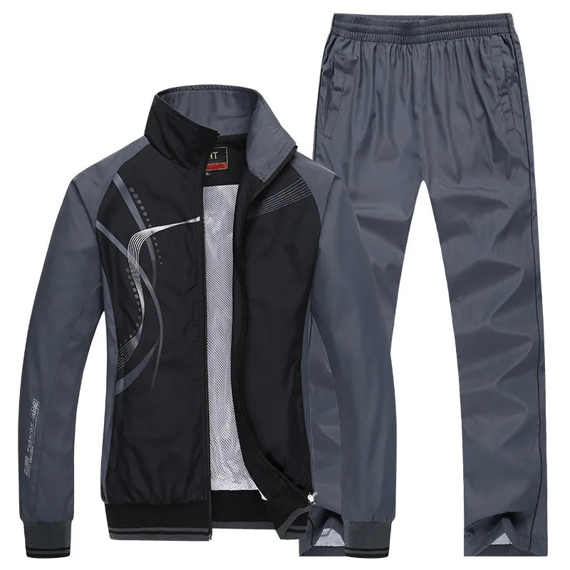 Ensemble de survêtement pour homme, collection printemps-automne, imprimé, 2 pièces : veste et pantalon, tenue de sport décontractée.