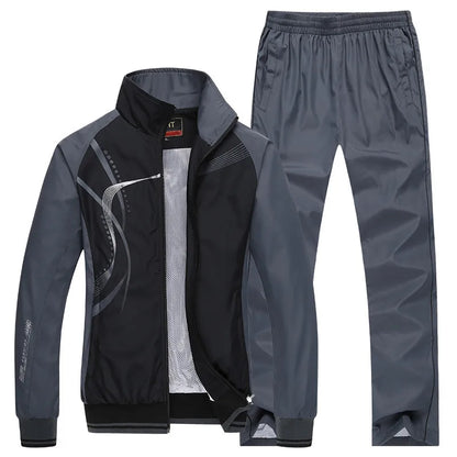 Ensemble de survêtement pour homme, collection printemps-automne, imprimé, 2 pièces : veste et pantalon, tenue de sport décontractée.