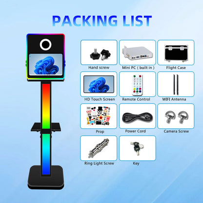 Coque Économique pour Cabine Photo DSLR avec Mini PC Écran Tactile 15,6 Pouces Photobooth pour Fête Cadre Métallique Machine à Selfie en Vente