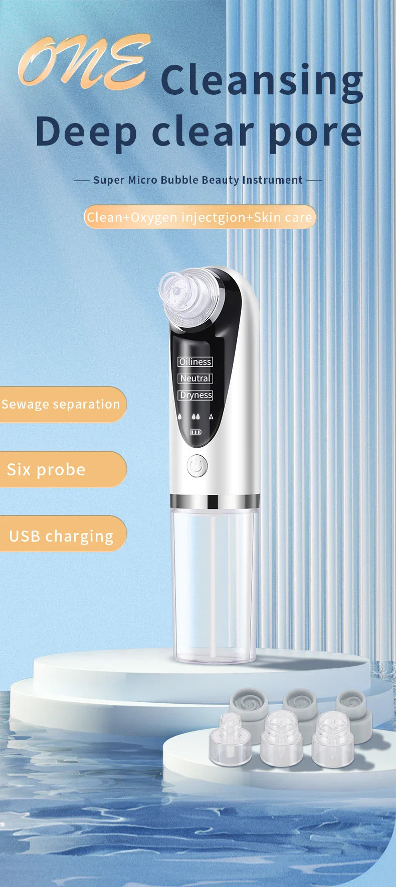 Dissolvant de points noirs électrique, aspirateur de pores, Micro petites bulles, Cycle d'eau Rechargeable, élimination des points noirs