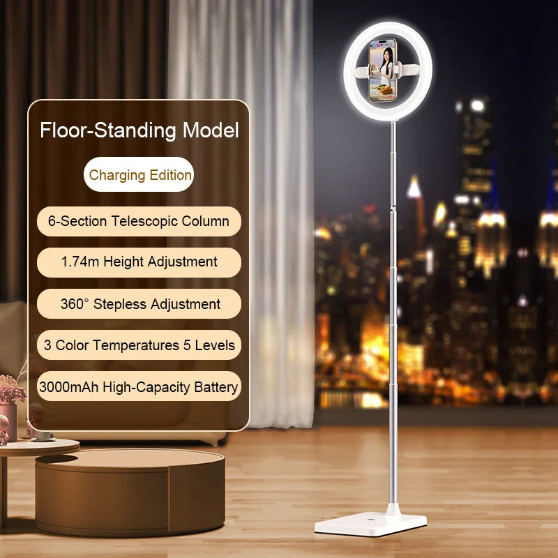 Foldable Content creator Kit Video Live  Photographic Flexible Floor Stand Selfie Ring Light WIth Stand for Video Recording