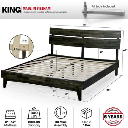 Acacia Solid Wood Bed Frame - Aurora Style for a Stylish Bedroom