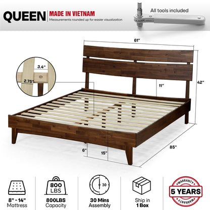 Acacia Solid Wood Bed Frame - Aurora Style for a Stylish Bedroom