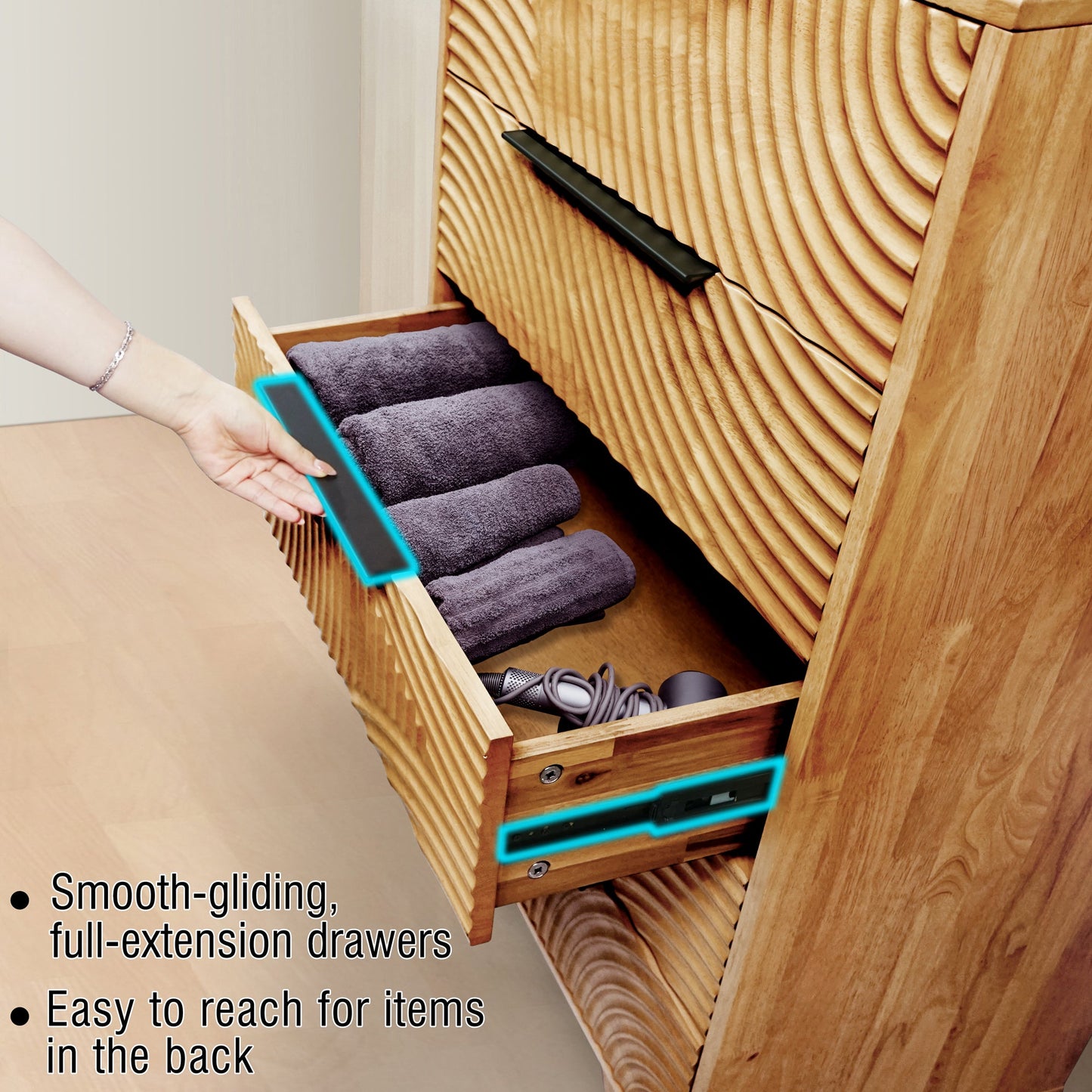 Acacia Harmony Dresser with 5 Drawers for Stylish Storage Solutions