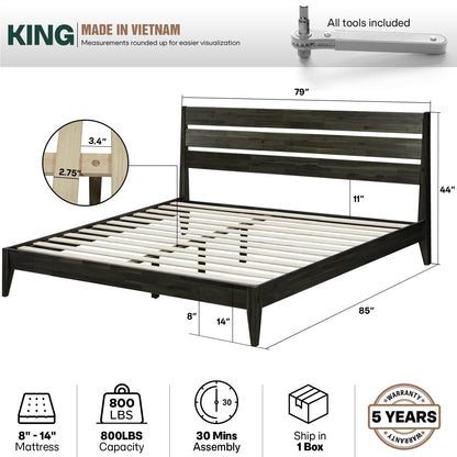 Acacia Emery Solid Wood Bed Frame - Stylish and Durable Acacia Wood Design for Your Bedroom