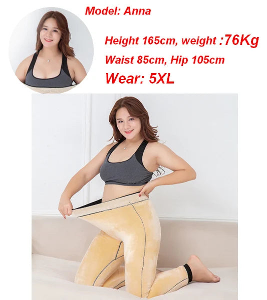 Leggings doublés en polaire, pantalon en cachemire épais, Super chaud, surdimensionné, hiver, ouc581