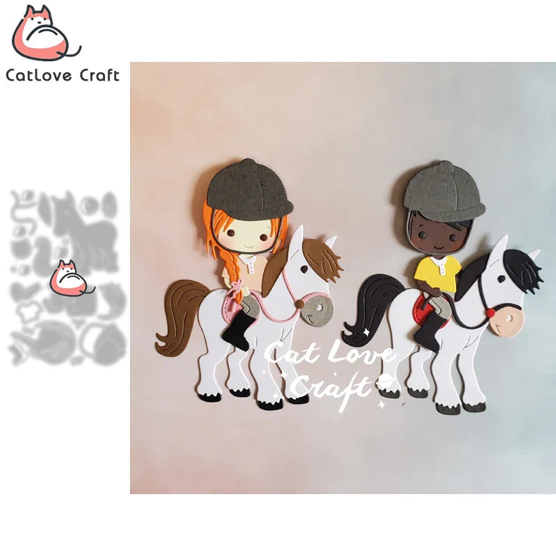 Equestrian Horseback riding Metal Cutting Dies Scrapbooking Stencil Die Cuts Card Making DIY Craft Embossing New Dies For 2021