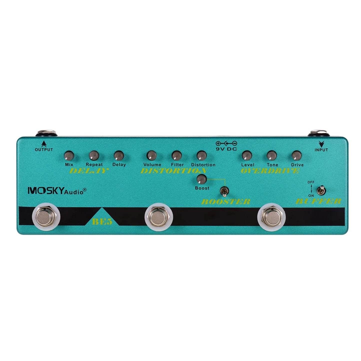 MOSKY-Pédale JEMulti Effects RC5, 6 en 1, Réverbération, Chœur, Distortion, Overdrive, Booster, Full Metal Shell
