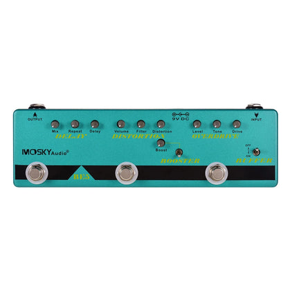MOSKY-Pédale JEMulti Effects RC5, 6 en 1, Réverbération, Chœur, Distortion, Overdrive, Booster, Full Metal Shell