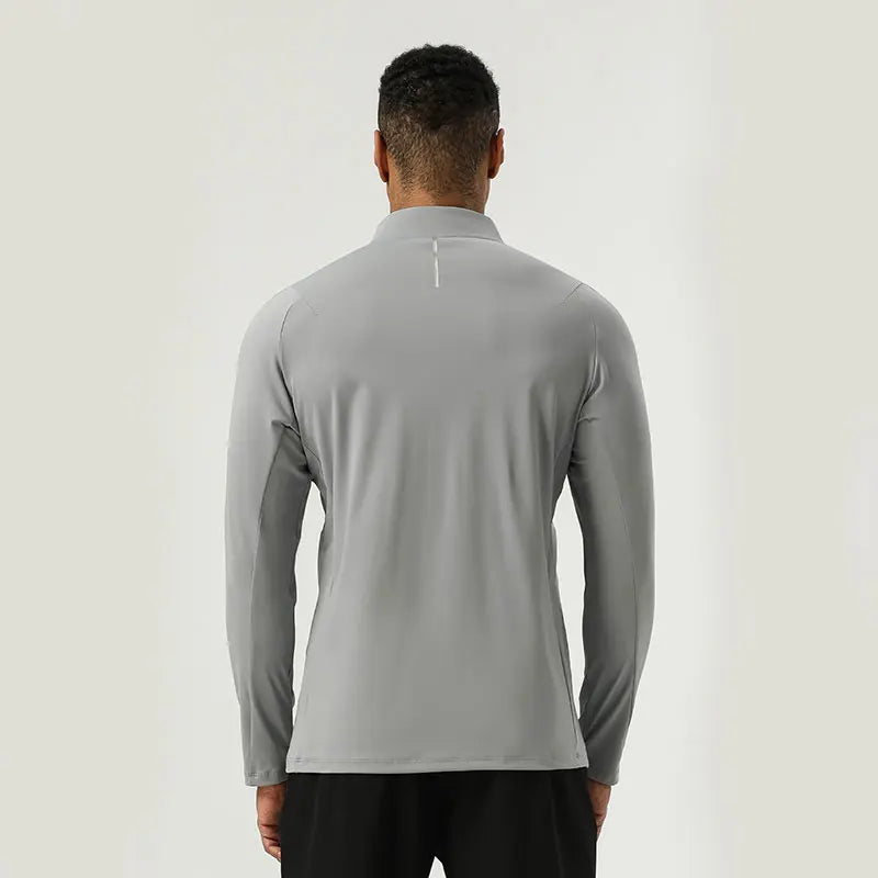 New Spandex / Polyester  Semi-pull Top with Invisible Pocket Design High Elastic Sports Men's Top