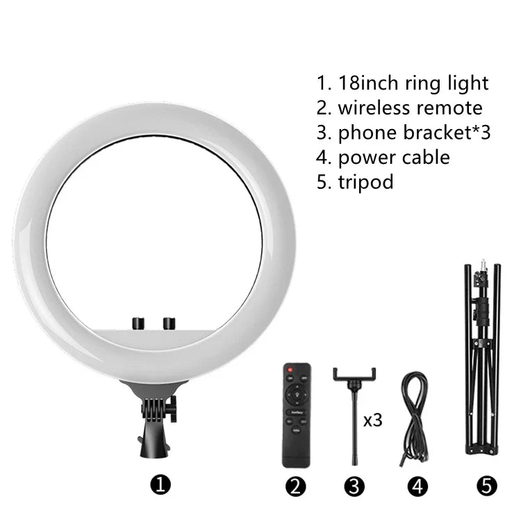 18-Inch Wheel Ring Light with Phone Holder Stand Remote Controller & Carrying Bag 1 Piece Photographic Lighting Excellent Value