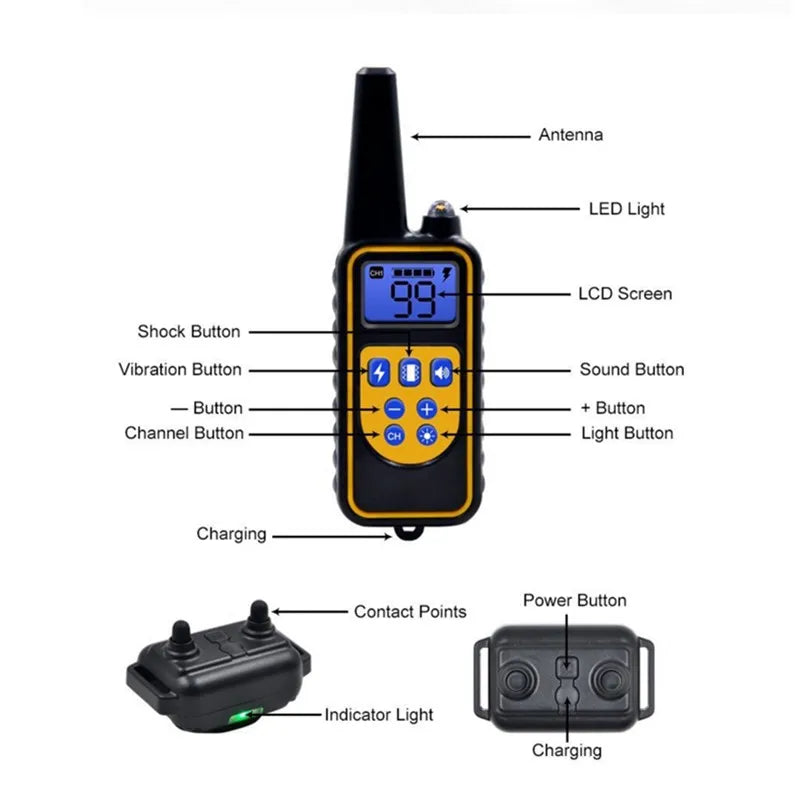 Collier Électrique Anti-Aboiement pour Chien, Étanche, avec Télécommande, Rechargeable, Dispositif de Toutes Tailles