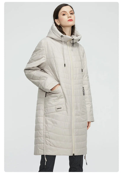 GASMAN 2022 Spring Autumn Jacket Women fashion casual long parka coat padded female stand-up Collar hooded ladies jackets 81858
