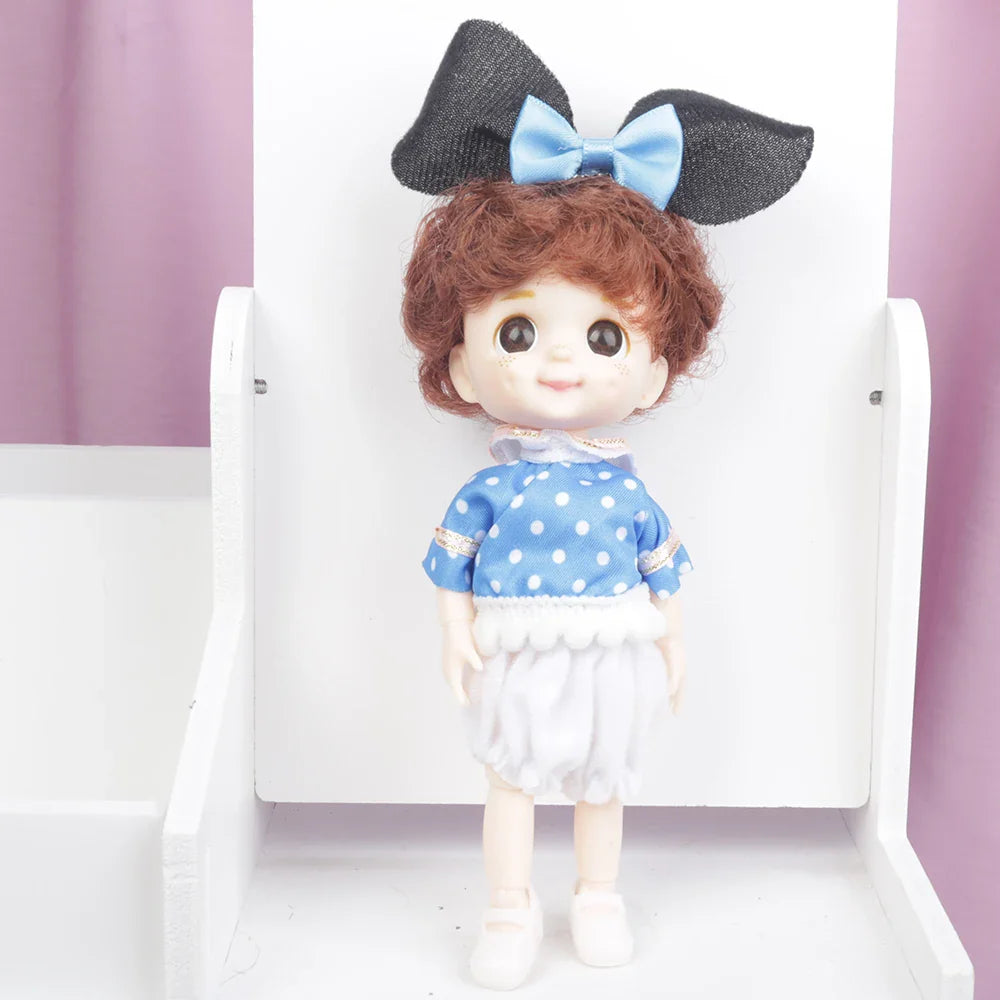 Blue Eyes16cm BJD Doll 13 Moveable Joint Dolls Boy Short Hair BJD Dolls Muilt-type Face Make Up Toy Cartoon Dress Girls  Dolls