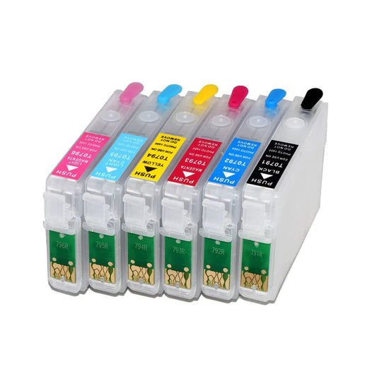 79 T0791-T0796 Cartouche d'encre rechargeable vide pour imprimantes Epson Artisan 1430 Stylus Photo 1400 PX700W PX800FW P50 PX830FWD