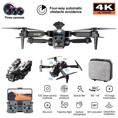 K10 Max Hot Sale Low Price High Quality Mini Foldable Three Camera Professional RC Beginner Drone Quadcopter Kids Gift Toy