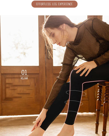 Leggings chauds en velours pour femmes, taille haute, extensibles, couleur unie, livraison directe, hiver