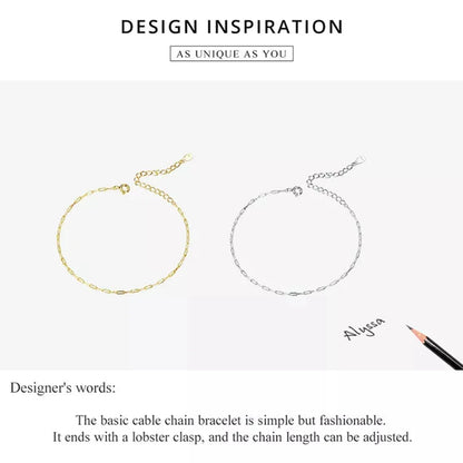 925 Sterling Silver Gold Cable Chain Bracelet