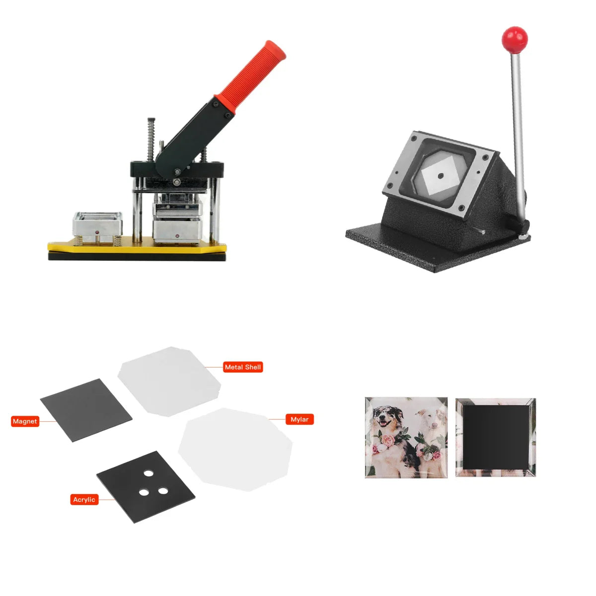 Square  50x50mm/63.5x63.5mm Rotating Manual Fridge Magnet Making Machine with 100PCS Materials