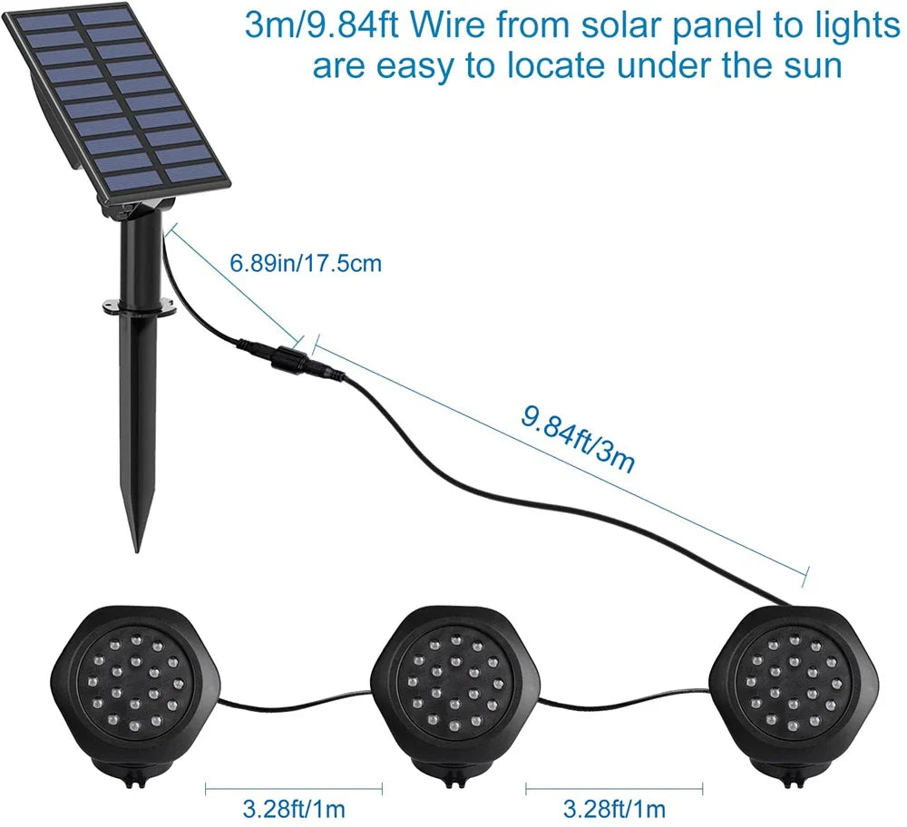 Solar Underwater Pond LED Lights RGB Swimming Pool Lamp Waterproof IP68 Outdoor Garden Lawn Fountains Aquarium Spotlight Lamp