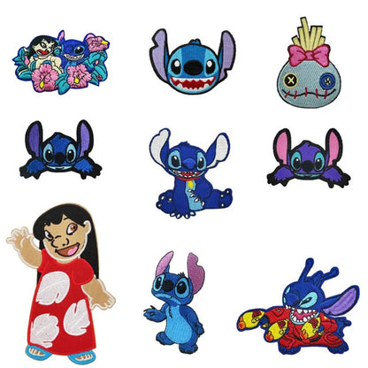 Dessin animé mignon Anime Stitch Écusson thermocollant pour vêtements T-shirt sac chaussures Patch Stitch autocollants pour vêtements autocollant en tissu brodé