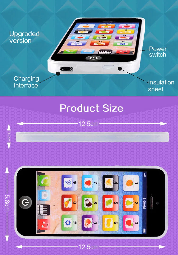 Téléphone de simulation pour enfants, jouet musical éducatif précoce, apprentissage de l'anglais, portable avec lumière et son, jouet vocal