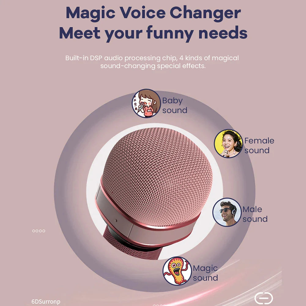 ALLOYSEED Karaoke Wireless Bluetooth-Compatible Microphone Handheld Music Singing Mic+FM+Voice Changing Audio Speaker Player