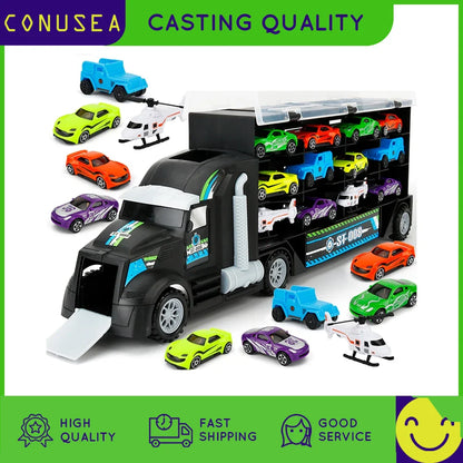 Jouet modèle de voiture pour enfants, camion de construction, tracteur, garage, conteneur, camion, rangement de voiture, cargaison, jouet pour garçon, cadeau de Nouvel An et de Noël