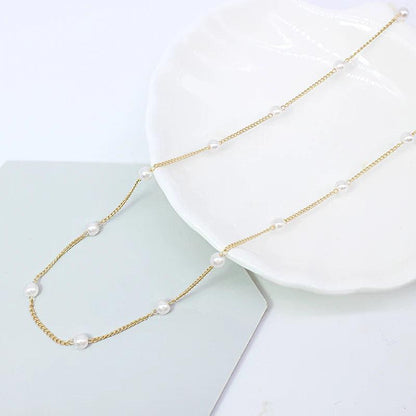 New Beads Women's Neck Chain Kpop Pearl Choker Necklace Gold Color Goth Chocker Jewelry On The Neck Pendant 2021 Collar For Girl