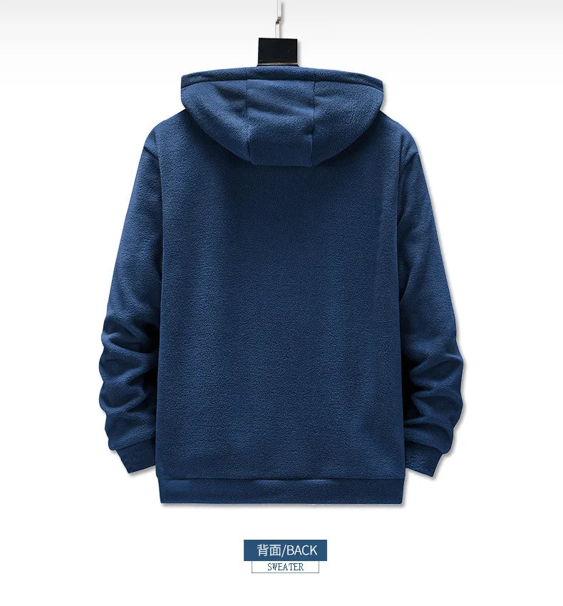 Plus Size L-8XL Men's Fleece Sweater Outdoor 2023 Autumn Polar Fleece Cardigan hooded Outside Zip Hoodies Sweatshirts Coat