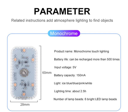 LED tactile lumière Mini sans fil voiture éclairage intérieur Auto toit plafond lampe de lecture pour porte pied coffre boîte de rangement USB charge