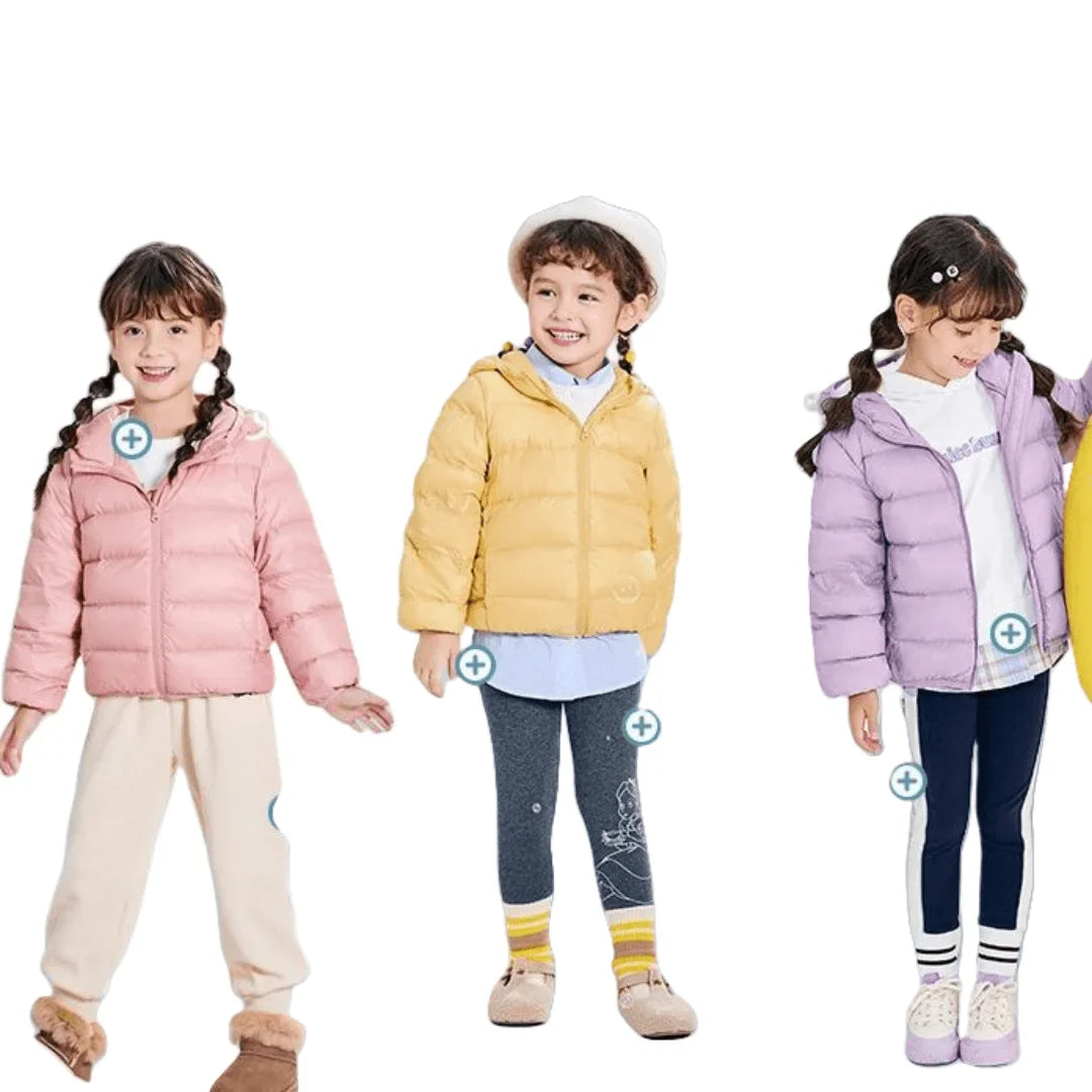 Doudoune Légère Enfant en Duvet de Canard Blanc, Nouveau Style Hiver, Manteau Court à Capuche pour Garçons et Filles, Vêtement d'extérieur pour Tout-petits