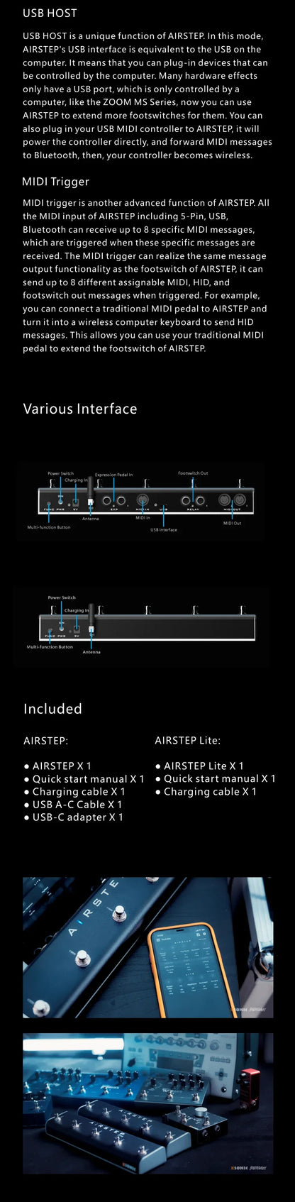 Xbly-Contrôleur Multi Intelligent Airstep IC, avec Acity I, HID, 5 Pédales, 2 Pédales d'Expression, 300H de Lecture, Support HX Stomp, Façades