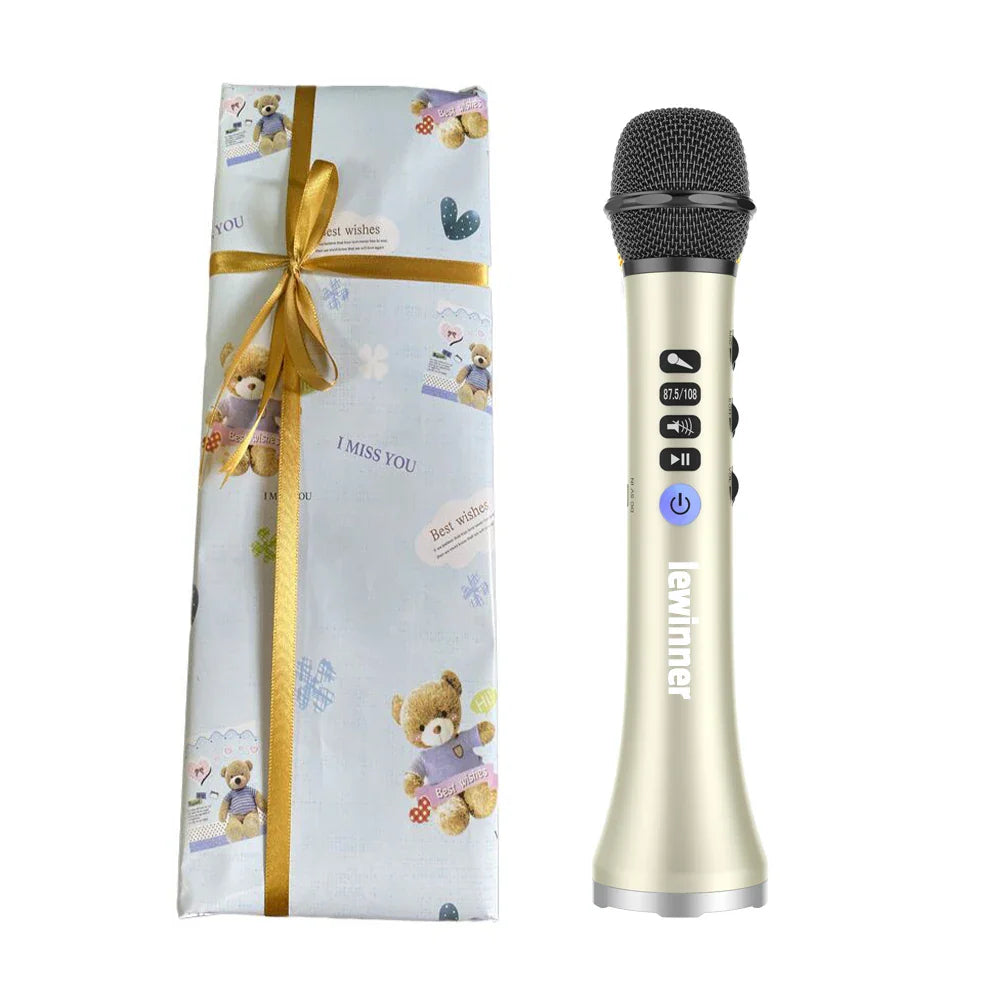 Lewinner L-698 Wireless Karaoke Microphone Bluetooth Speaker 2in1 Handheld Sing & Recording Portable KTV Player for iOS/Android