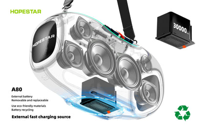 Hopestar speaker A80 alto gravador de áudio portátil de alta qualidade 350W RGB subwoofer home theater USB party computer DC