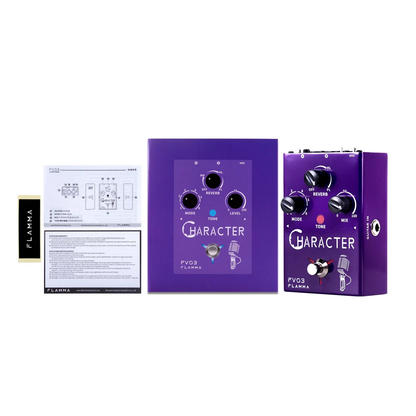 FLAMMA FV03 Processeur d'effets vocaux de caractères 6 modes de caractères avec effets de réverbération Alimentation fantôme 48 V