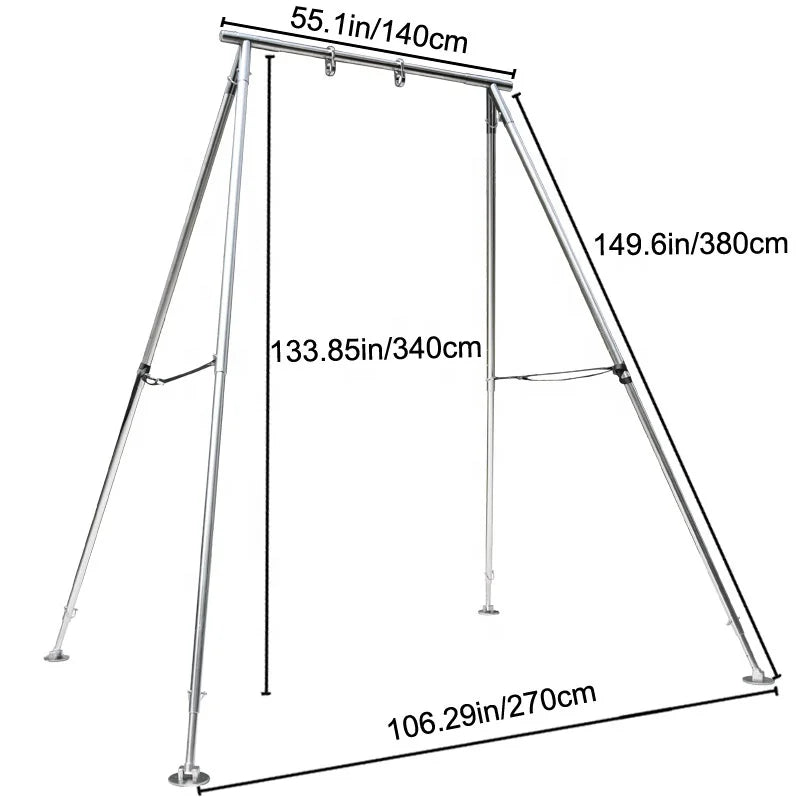 Alloy Magnesium Adjustable Portable Yoga Hammock Stand Aerial Platform Silver Frame with Carry Bags Recommended 3.4m