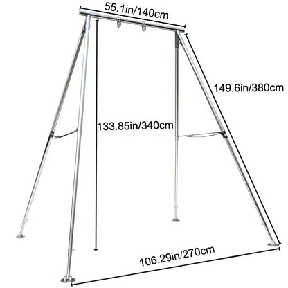 Alloy Magnesium Adjustable Portable Yoga Hammock Stand Aerial Platform Silver Frame with Carry Bags Recommended 3.4m