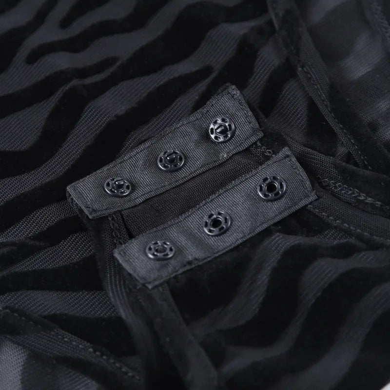 Combinaisons à col montant pour femmes, maille transparente noire, body sexy à manches longues, mince, skinny, rayé, décontracté, pour femme, fête, club