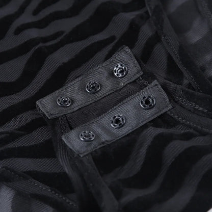 Combinaisons à col montant pour femmes, maille transparente noire, body sexy à manches longues, mince, skinny, rayé, décontracté, pour femme, fête, club