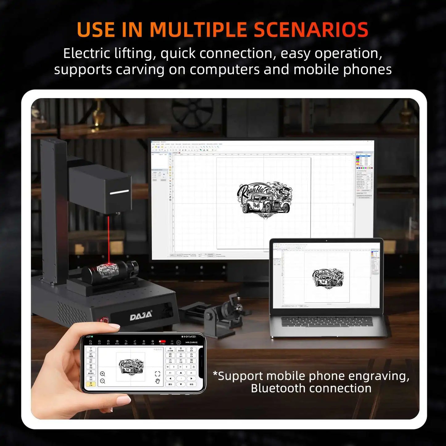 Auto Focus Acrylic Nameplate Laser Engraving Machine DIY 3D Laser Engrave Cutting Jewelry Keychain Machines