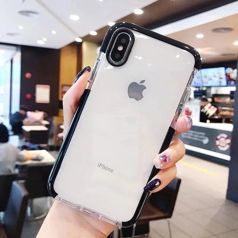 Fashion Transparent Phone Case For iPhone XS X Clear Silicone Cover Soft Coque