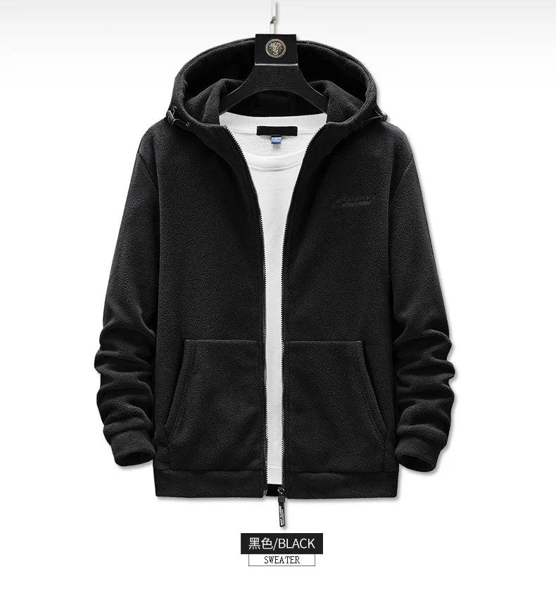 Plus Size L-8XL Men's Fleece Sweater Outdoor 2023 Autumn Polar Fleece Cardigan hooded Outside Zip Hoodies Sweatshirts Coat