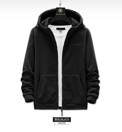 Plus Size L-8XL Men's Fleece Sweater Outdoor 2023 Autumn Polar Fleece Cardigan hooded Outside Zip Hoodies Sweatshirts Coat