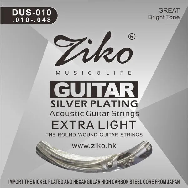 ZATM-Jeu de cordes JEParts pour instruments de musique acoustiques, plaqué argent, 6 cordes, 010 011 012