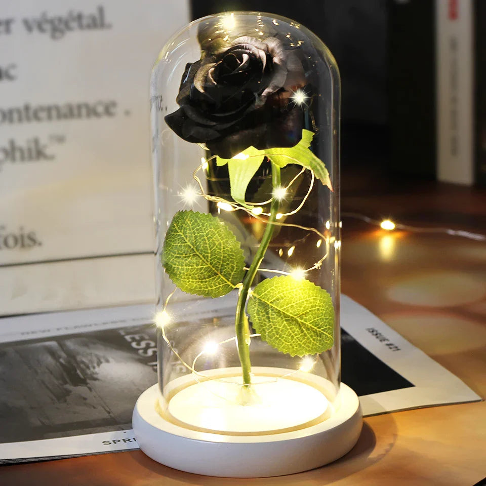 Fleurs lumineuses LED enchantées avec la Belle et la bête, dôme de roses décoratif pour mariage, saint-valentin, cadeau de fête des mères