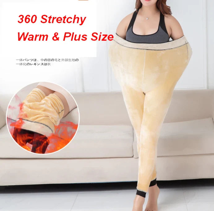 Leggings doublés en polaire, pantalon en cachemire épais, Super chaud, surdimensionné, hiver, ouc581