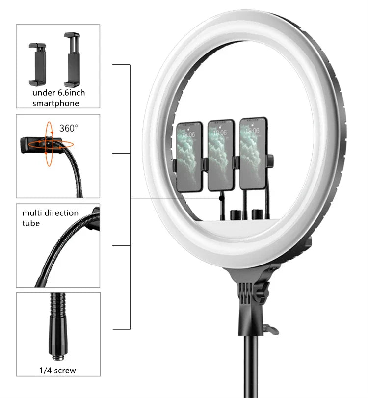 18-Inch Wheel Ring Light with Phone Holder Stand Remote Controller & Carrying Bag 1 Piece Photographic Lighting Excellent Value