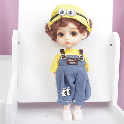 Blue Eyes16cm BJD Doll 13 Moveable Joint Dolls Boy Short Hair BJD Dolls Muilt-type Face Make Up Toy Cartoon Dress Girls  Dolls
